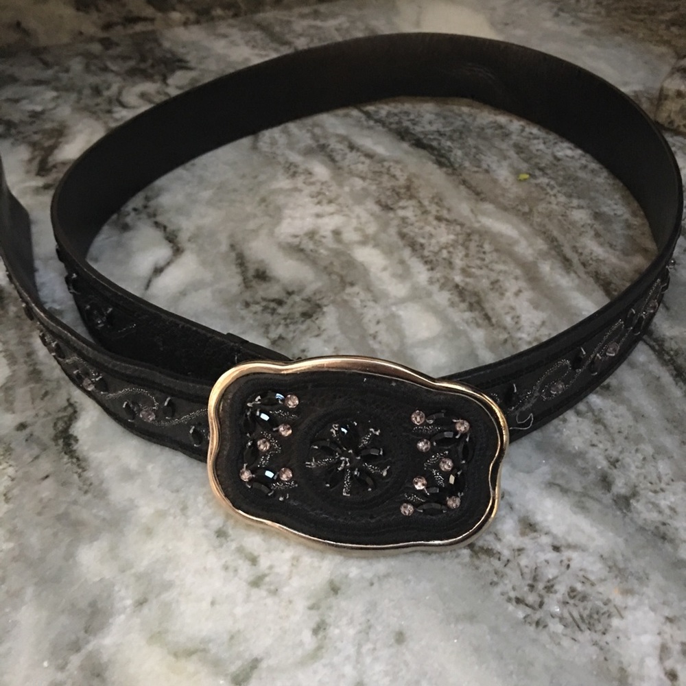 Black leather belt